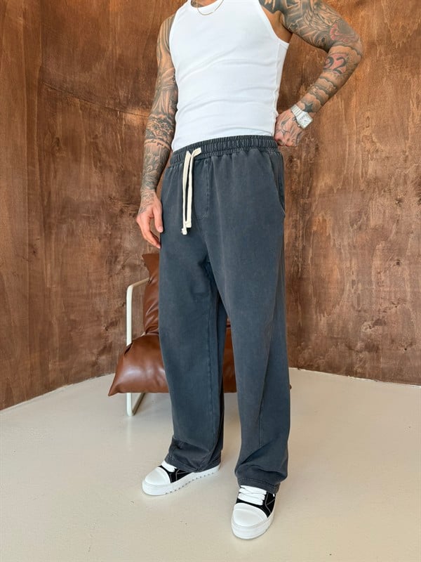 Acid Yıkamalı Premium Baggy Eşofman - Siyah