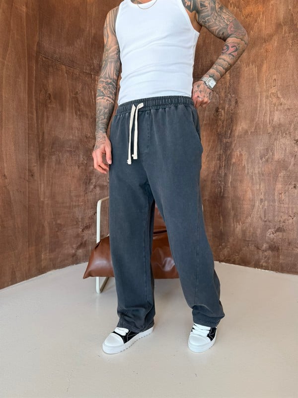 Acid Yıkamalı Premium Baggy Eşofman - Siyah