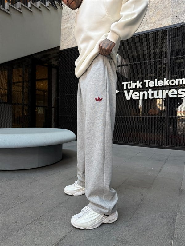 AD Basic Nakışlı Baggy Eşofman - Gri