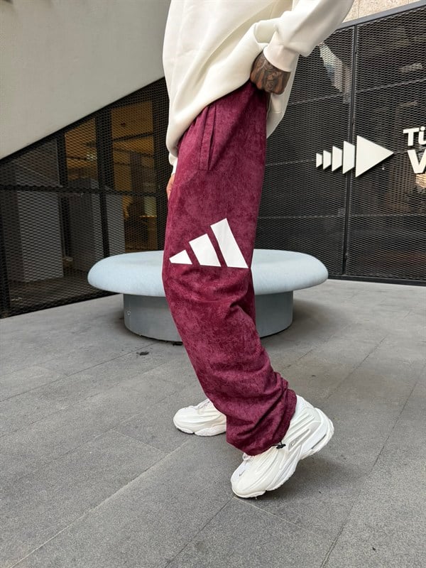 AD Büyük Baskı Acid Yıkamalı Basic Eşofman - Bordo