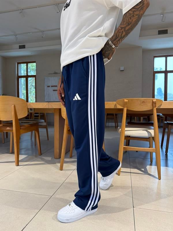 AD Kabartma Baskı Şeritli Eşofman - İndigo