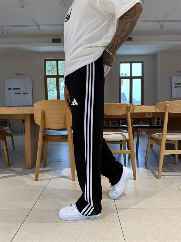 AD Kabartma Baskı Şeritli Eşofman - Siyah