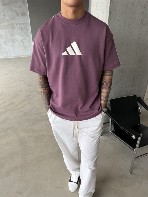 AD Kabartma Kol Detaylı T-Shirt - Mürdün
