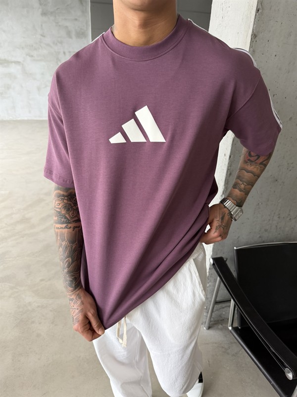 AD Kabartma Kol Detaylı T-Shirt - Mürdün