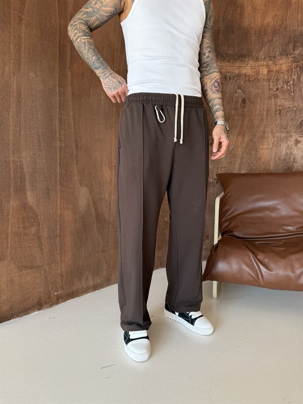 Akseusar Detaylı Bol Kalıp Premium Baggy Eşofman - Kahve