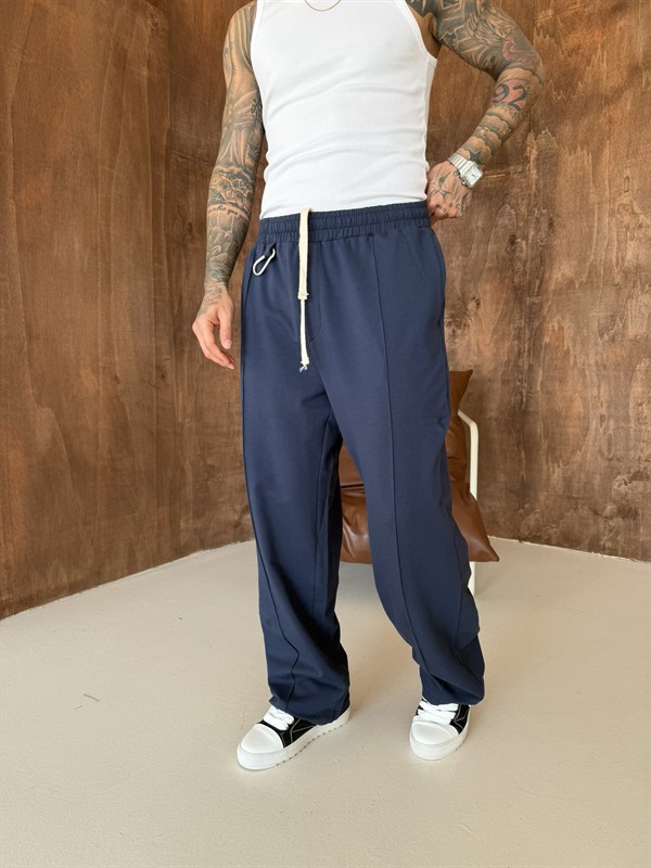 Akseusar Detaylı Bol Kalıp Premium Baggy Eşofman - İndigo