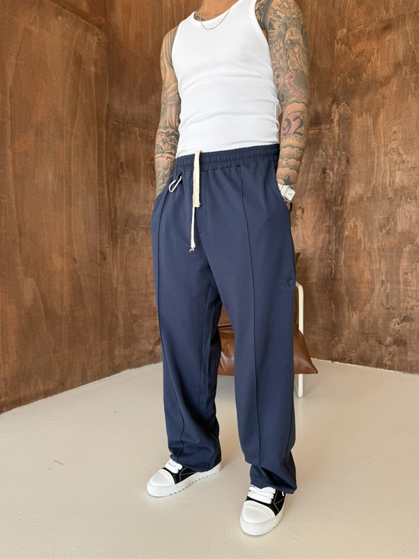 Akseusar Detaylı Bol Kalıp Premium Baggy Eşofman - İndigo