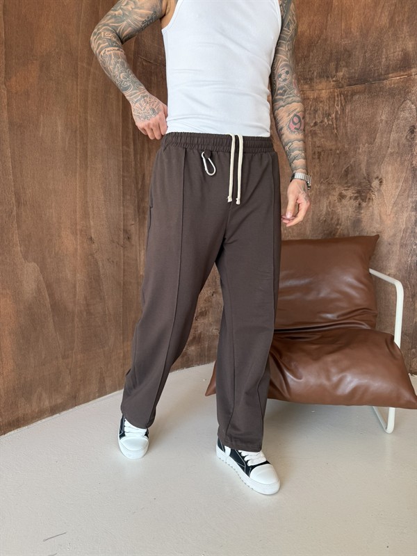 Akseusar Detaylı Bol Kalıp Premium Baggy Eşofman - Kahve