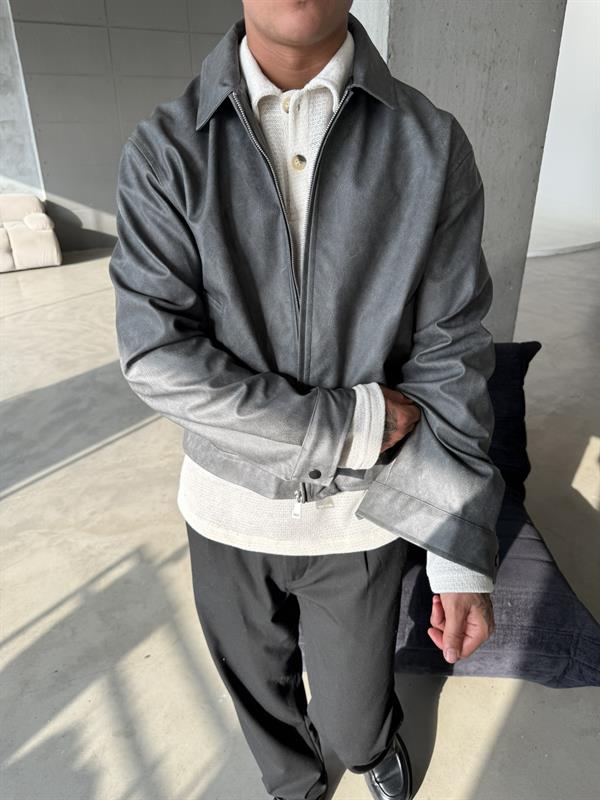 Arden Deri Ceket - Gri