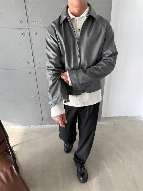 Arden Deri Ceket - Gri