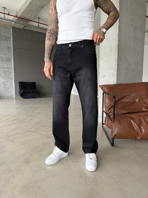 Auro Baggy Fit Eskitme Yıkamalı - Siyah