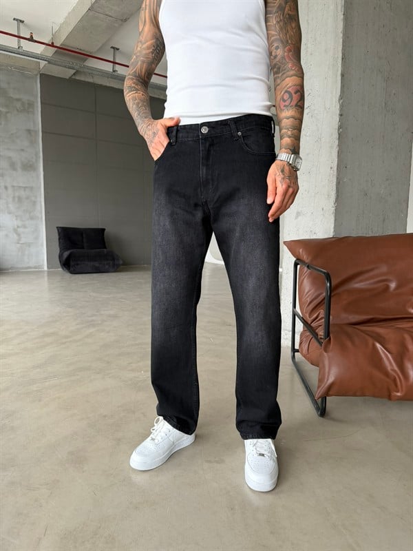 Auro Baggy Fit Eskitme Yıkamalı - Siyah