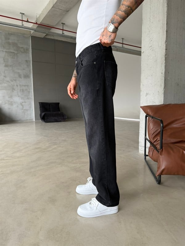 Auro Baggy Fit Eskitme Yıkamalı - Siyah