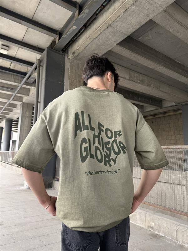 Auttlecntic Yıkamalı Oversize T-Shirt - Yeşil