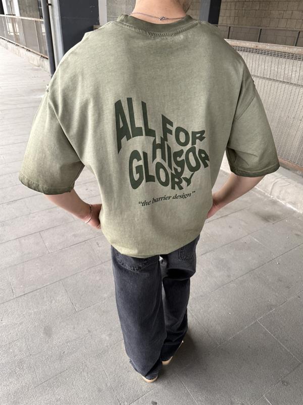 Auttlecntic Yıkamalı Oversize T-Shirt - Yeşil