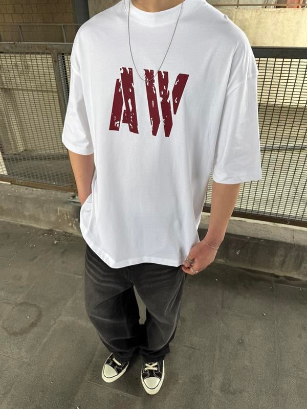 AW Monaco Oversize T-Shirt - Beyaz