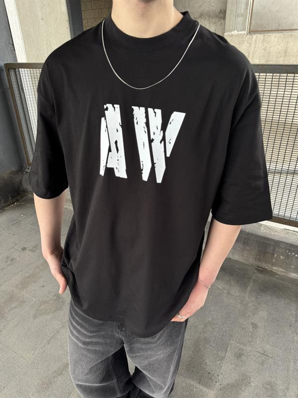 AW Monaco Oversize T-Shirt - Siyah