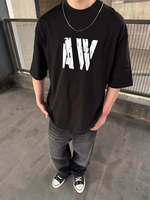 AW Monaco Oversize T-Shirt - Siyah