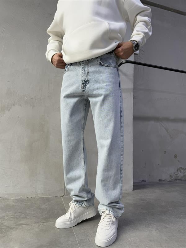 Baggy Basic Jean Pantolon A104-K4 BUZ MAVİ