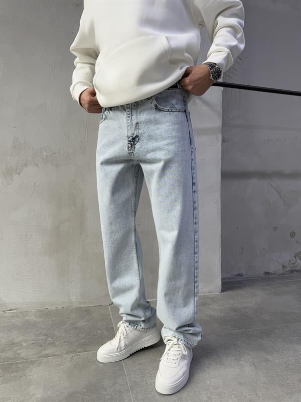 Baggy Basic Jean Pantolon A104-K4 BUZ MAVİ