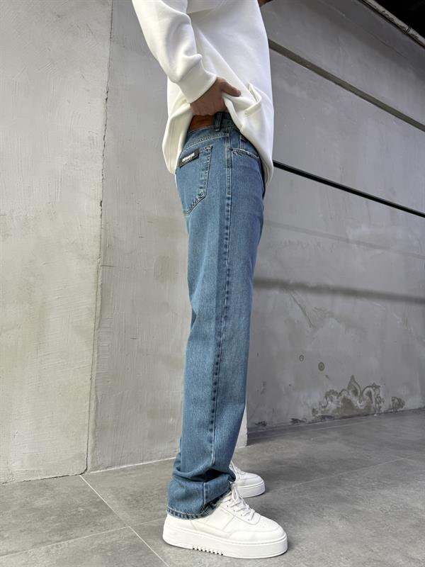 Baggy Basic Jean Pantolon A108-K77 KOYU MAVİ DETAYLI