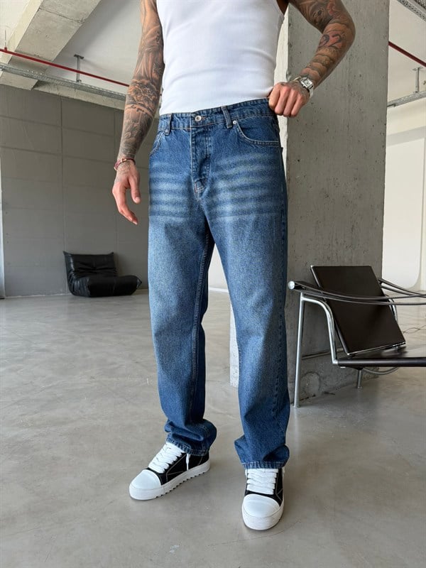 Baggy Fit Basic Pantolon - Lacivert