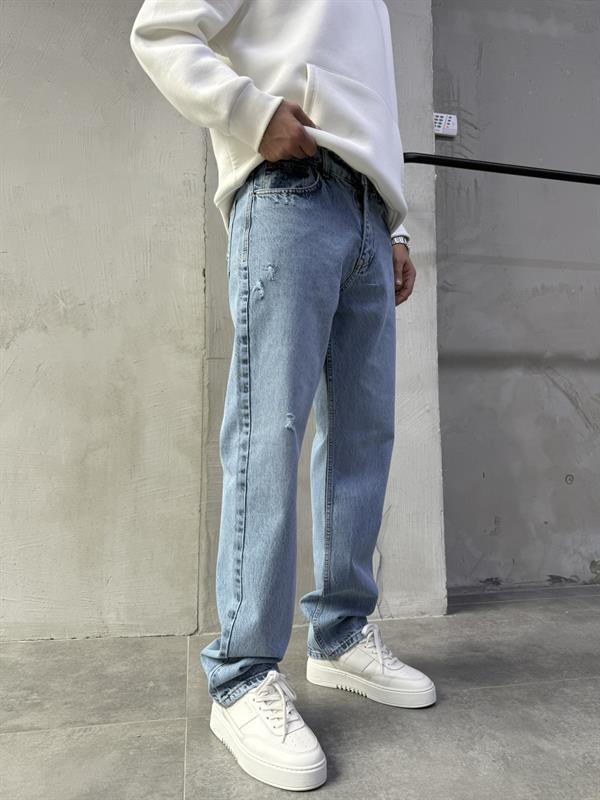 Baggy Lazerli Jean Pantolon A120-KL16 MAVİ