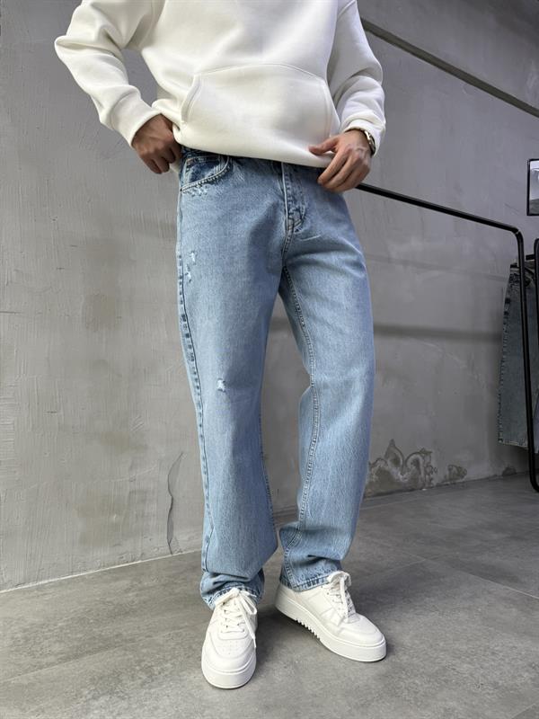 Baggy Lazerli Jean Pantolon A120-KL16 MAVİ