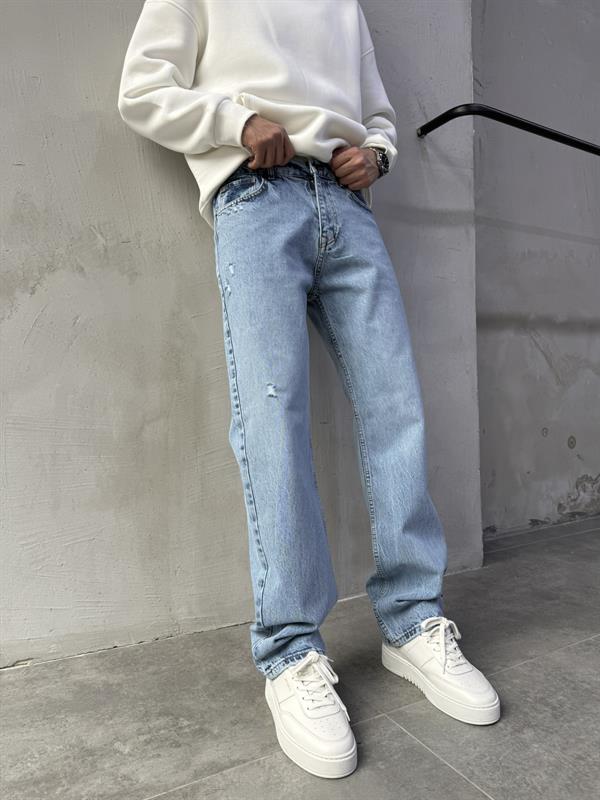 Baggy Lazerli Jean Pantolon A120-KL16 MAVİ
