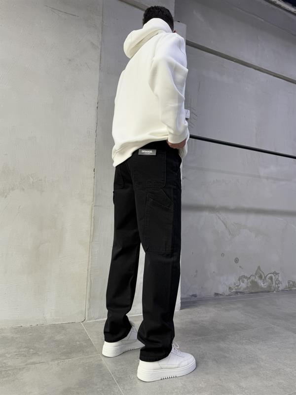 Baggy Tasarım Kemerli Jean Pantolon SİYAH