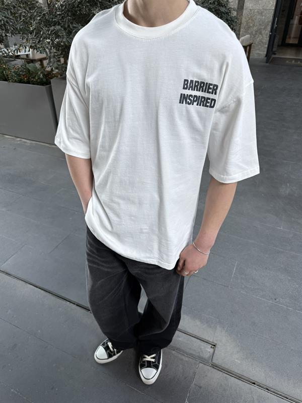 Barier Inspıred Yıkamalı T-Shirt - Beyaz
