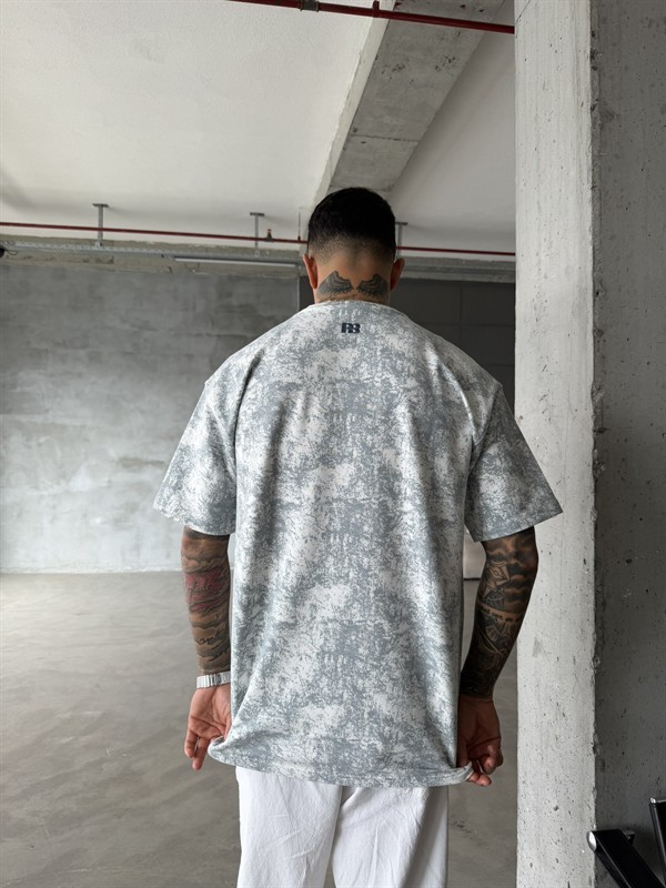 Basic Acid Yıkamalı P&B Nakış T-Shirt - Beyaz