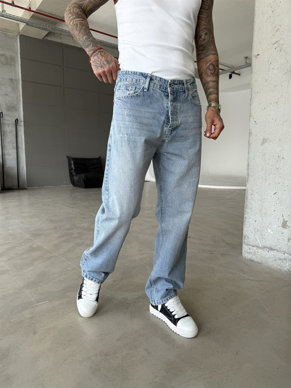Basic Baggy Fit Detaylı Pantolon - Mavi