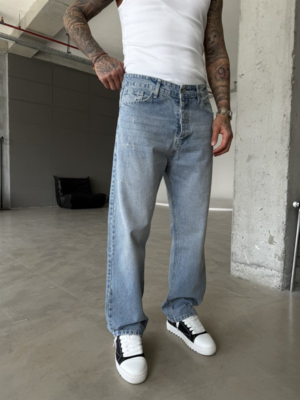 Basic Baggy Fit Detaylı Pantolon - Mavi