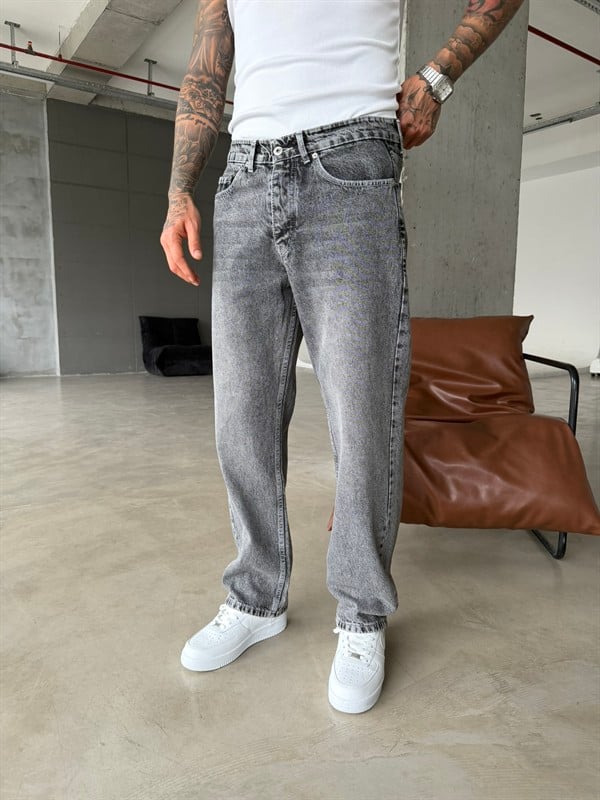 Basic Baggy Fit Pantolon - Gri