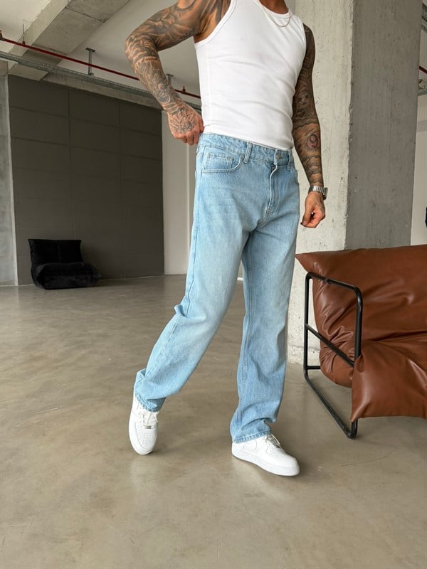 Basic Baggy Fit Pantolon - Mavi