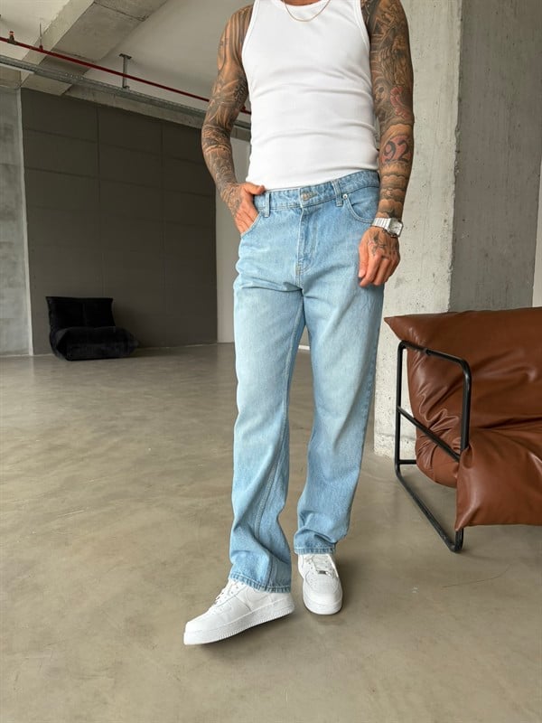 Basic Baggy Fit Pantolon - Mavi