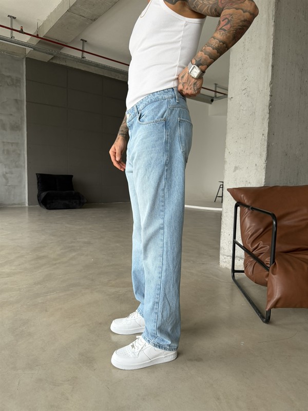 Basic Baggy Fit Pantolon - Mavi