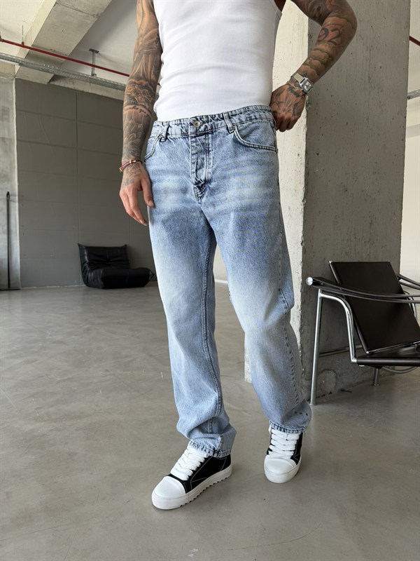 Basic Baggy Fit Pantolon - Mavi