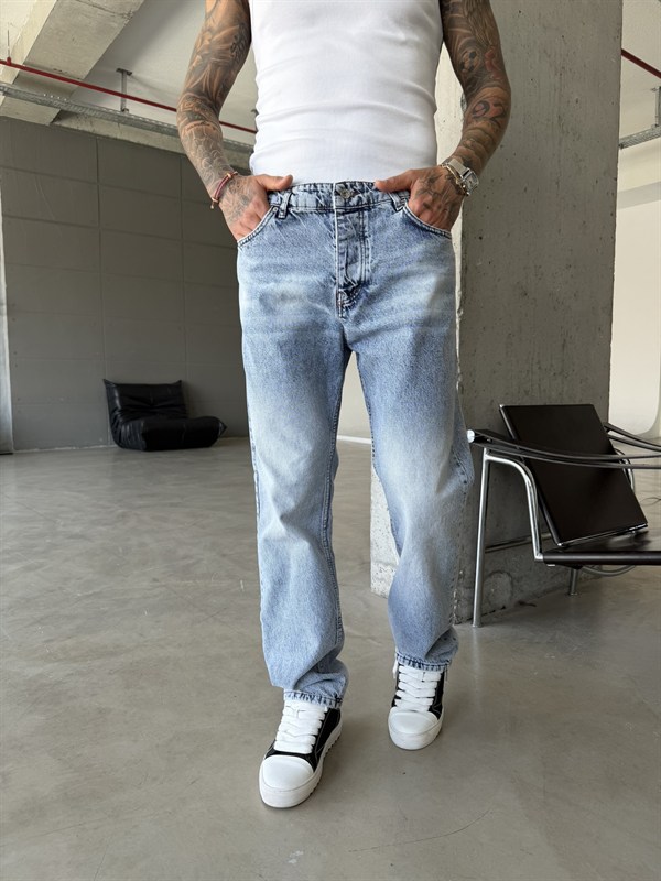 Basic Baggy Fit Pantolon - Mavi