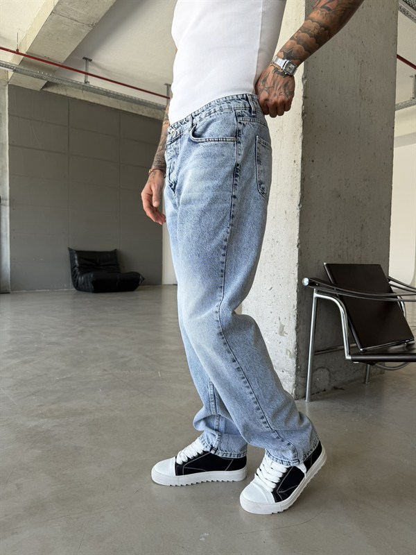 Basic Baggy Fit Pantolon - Mavi
