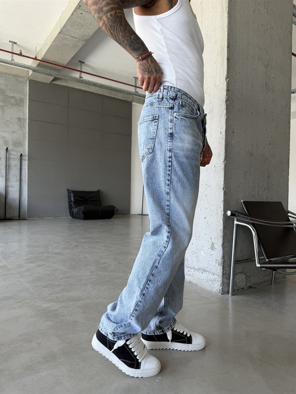 Basic Baggy Fit Pantolon - Mavi