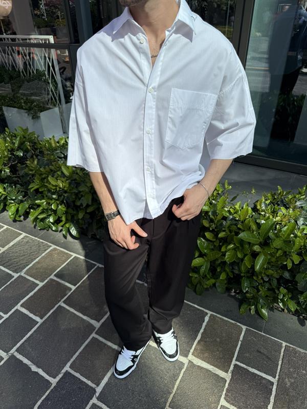 Basic Crop Aksesuarlı Gömlek - Beyaz