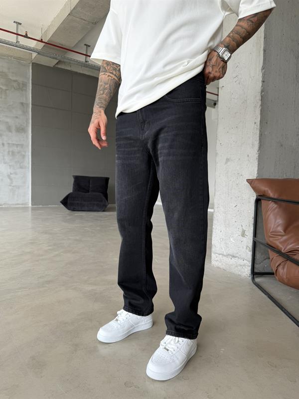 Basic Eskitme Baggy Pantolon - Siyah