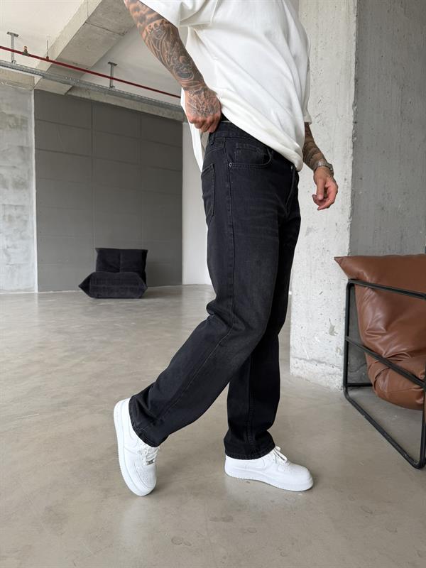 Basic Eskitme Baggy Pantolon - Siyah