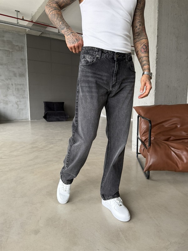Basic Eskitme Detaylı Baggy Pantolon - Gri