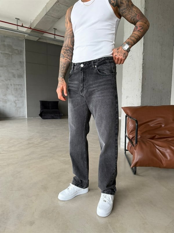 Basic Eskitme Detaylı Baggy Pantolon - Gri