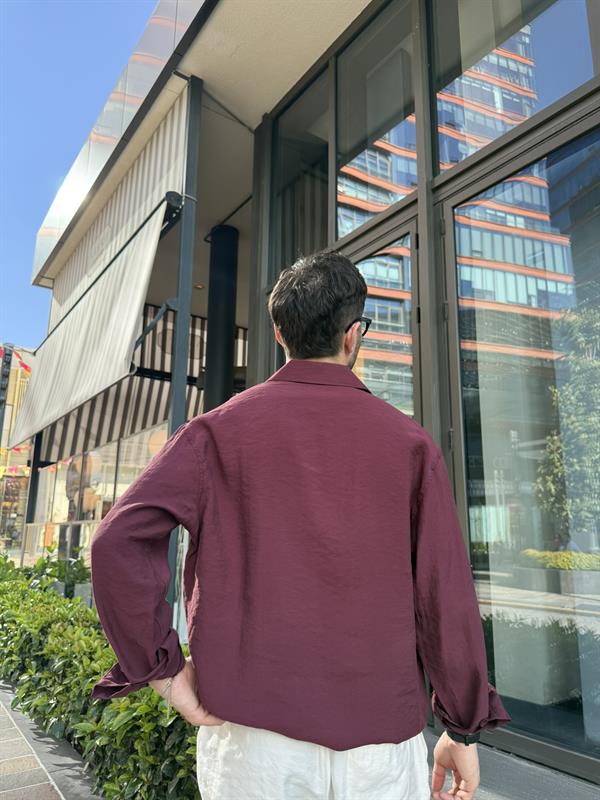 Basic Modal Kumaş Gömlek  - Bordo
