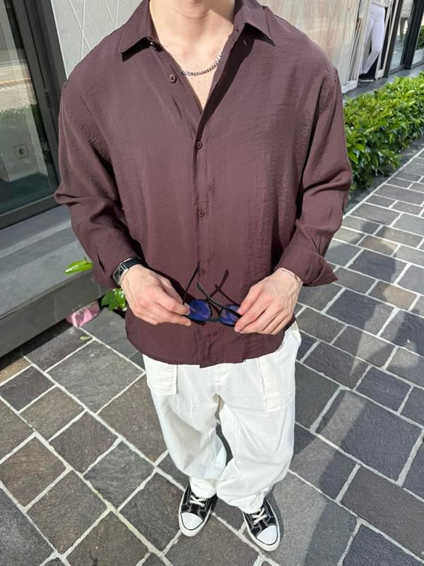 Basic Modal Kumaş Gömlek  - Kahve