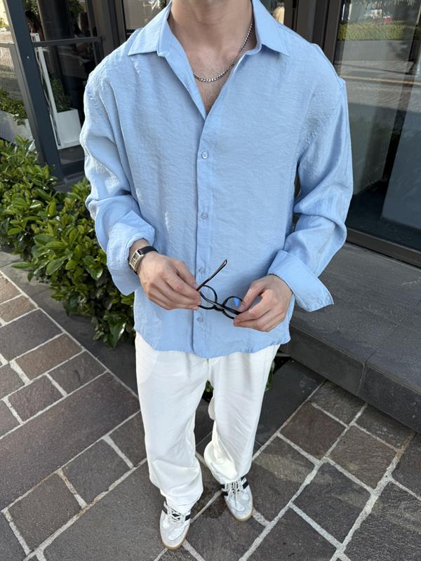 Basic Modal Kumaş Gömlek  - Mavi